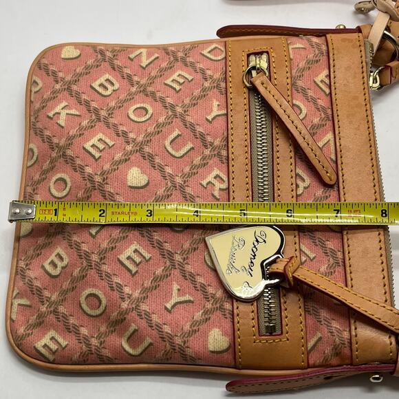 Dooney & Bourke Women's Leather Pink Tan Heart Valentines Crossbody Bag - Picture 10 of 11